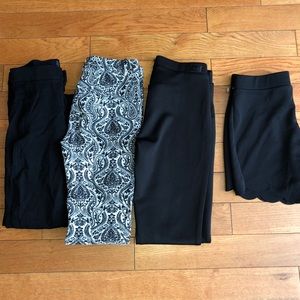 2 black pants , 1 floral pant and a black short